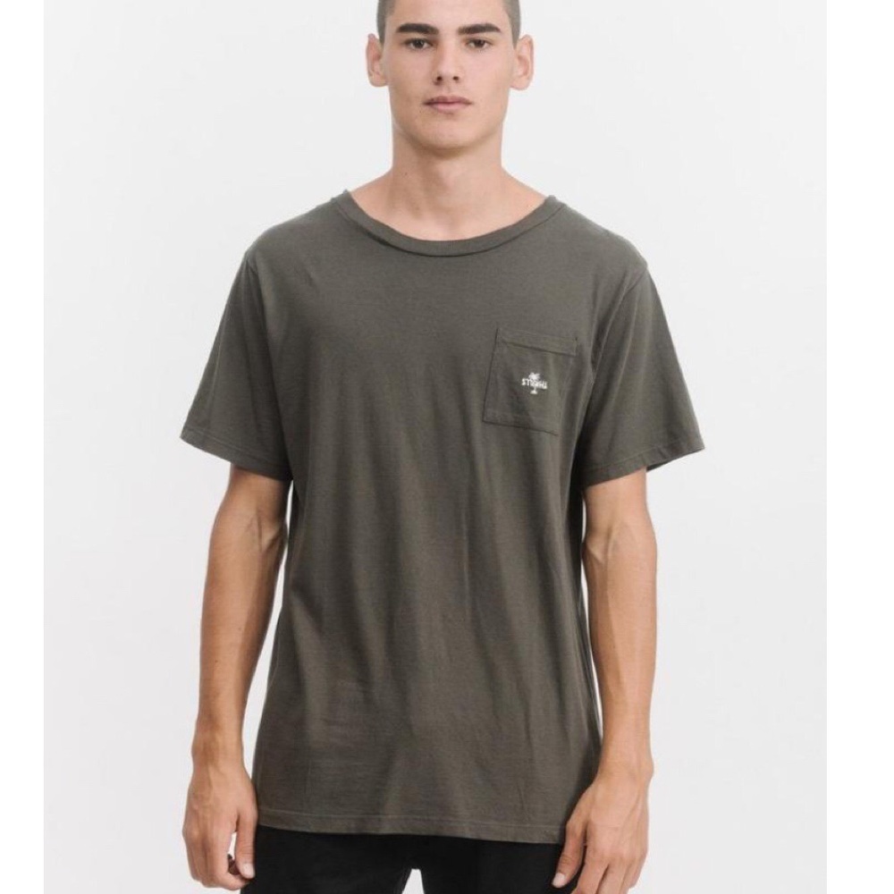 THRILLS DESTROY PALM POCKET TEE - DARK OLIVE